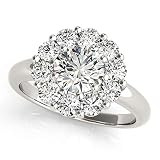Unique Halo Diamond Engagement Ring, Big Diamond Halo Engagement Ring, 14K White Gold Diamond Halo E | Amazon (US)
