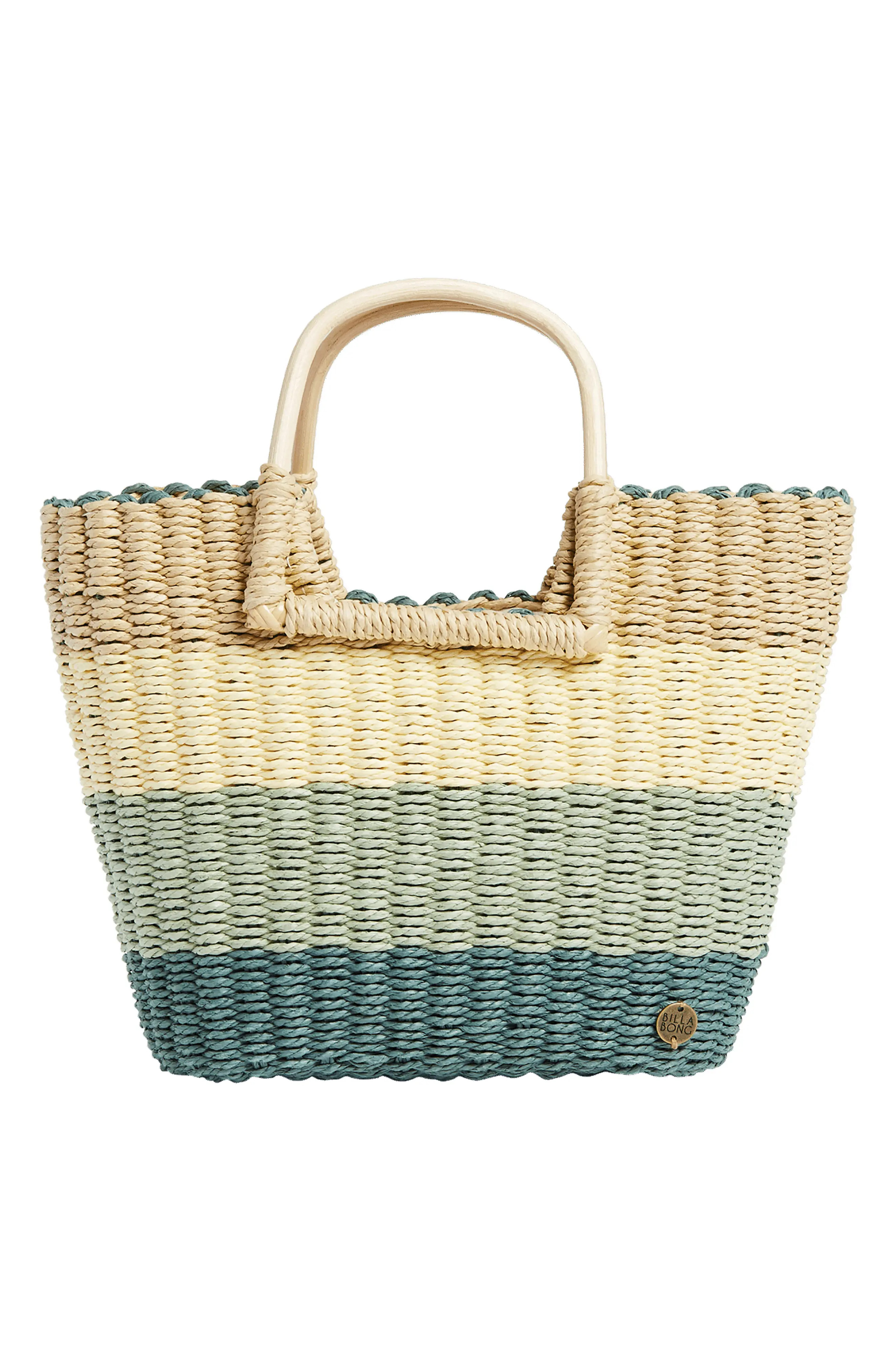 Billabong X The Salty Blonde Ride The Waves Straw Tote - Green | Nordstrom
