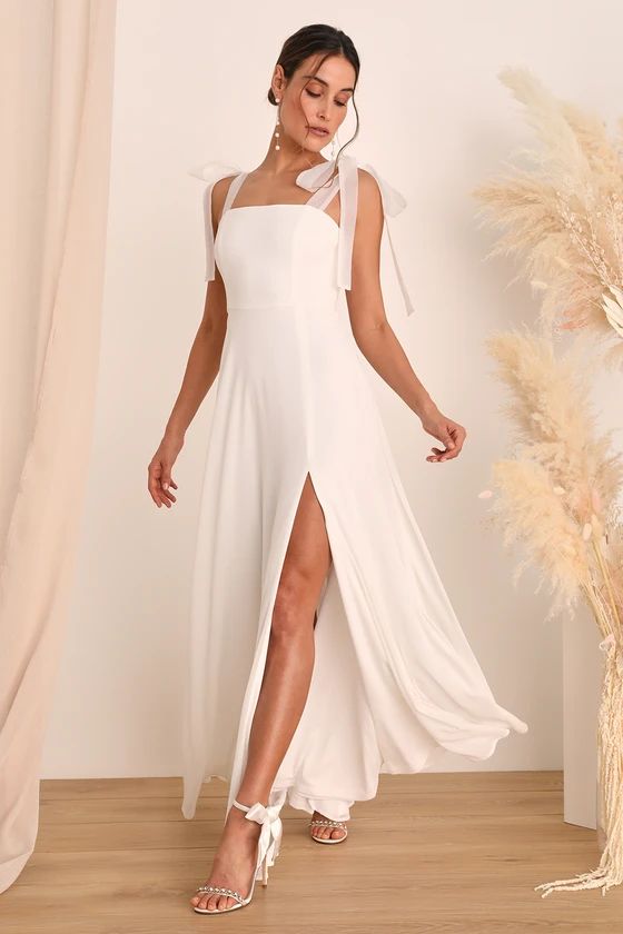 Radiant Romance White Tie-Strap Maxi Dress Spring Gown Spring Gowns Maxi Spring Dress Maxi Prom 2024 | Lulus