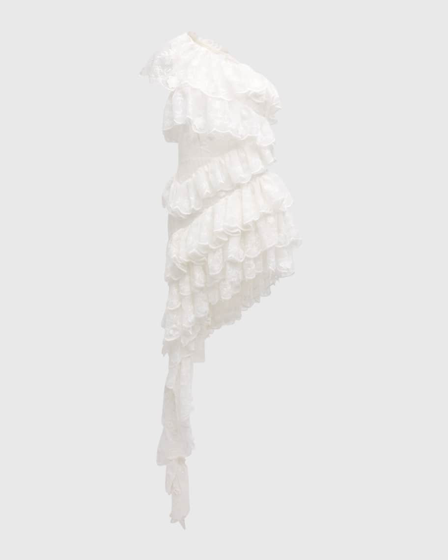 Bronx and Banco Tasmin One-Shoulder Embroidered Mini Dress | Neiman Marcus