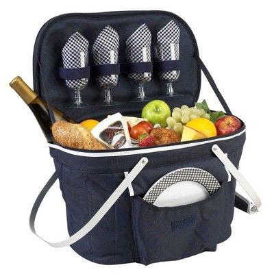 Picnic at Ascot Large Family Size Insulated Folding Collapsible Picnic Basket Cooler with Sewn in... | Target