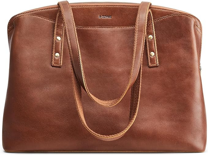 S-ZONE Leather Tote Bag for Women Large Capacity Work Shoulder Handbags Purses | Amazon (US)