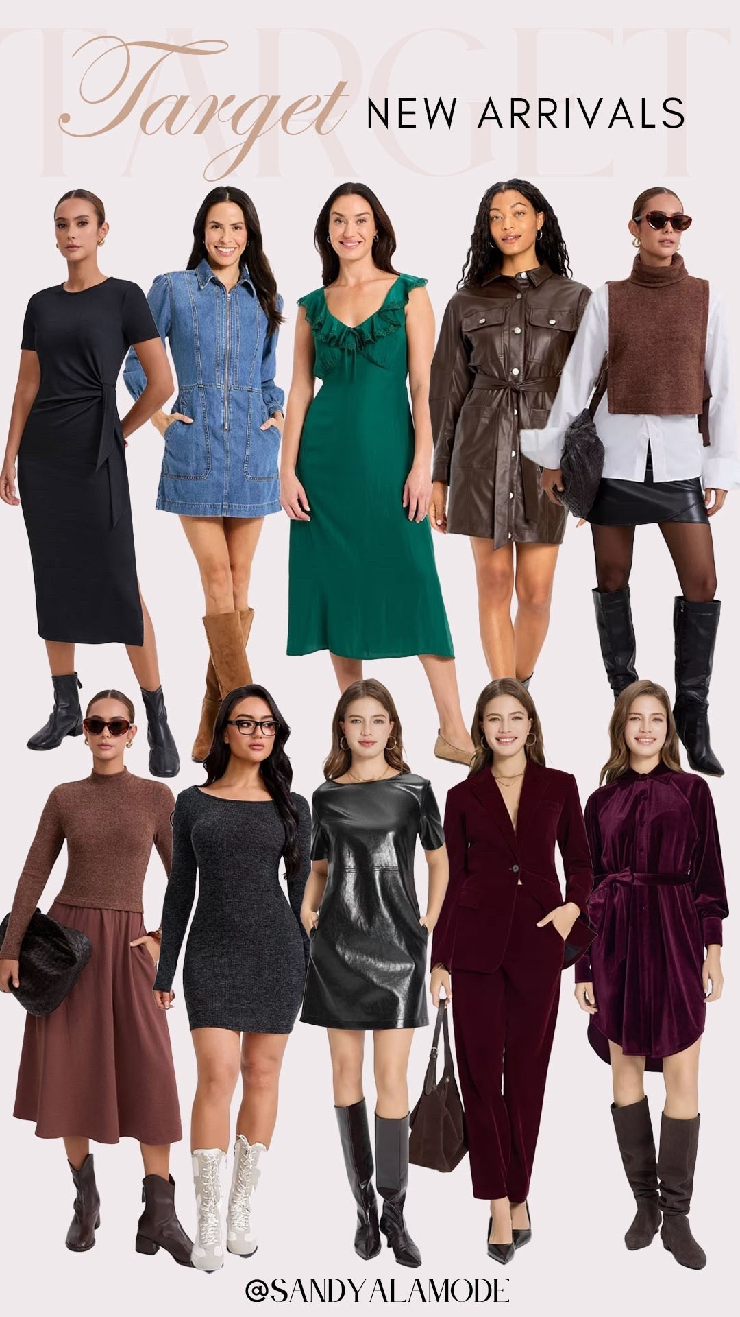 Target new arrivals. Target fashion. Target denim dress. Target leather dress. Target velvet pant suit. Target holiday style. Target Christmas style. Target Thanksgiving outfit idea  

#LTKStyleTip #LTKHoliday #LTKFindsUnder100