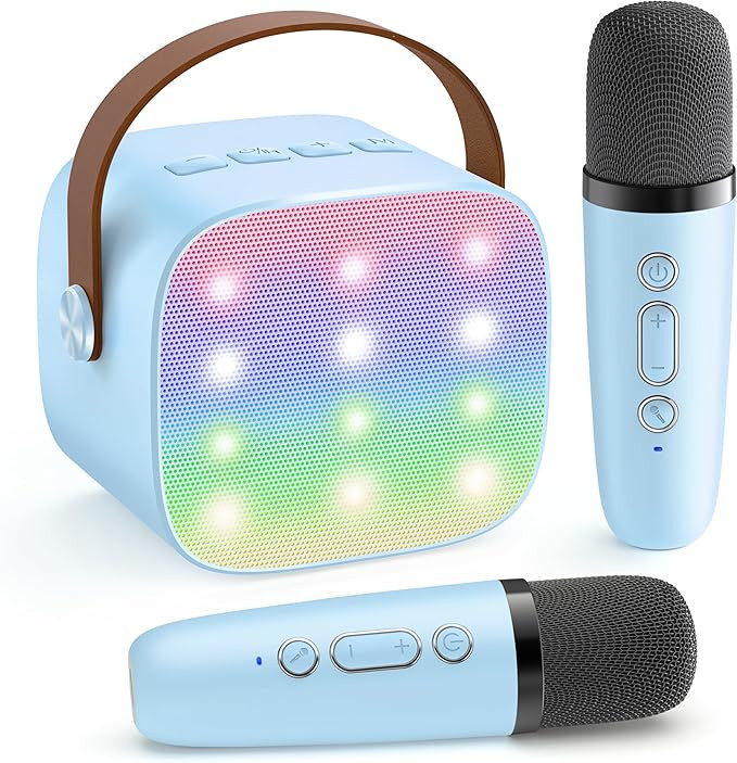 Mini Karaoke Machine for Kids, Portable Bluetooth Speaker with 2 Wireless Microphones, Most Popul... | Amazon (US)