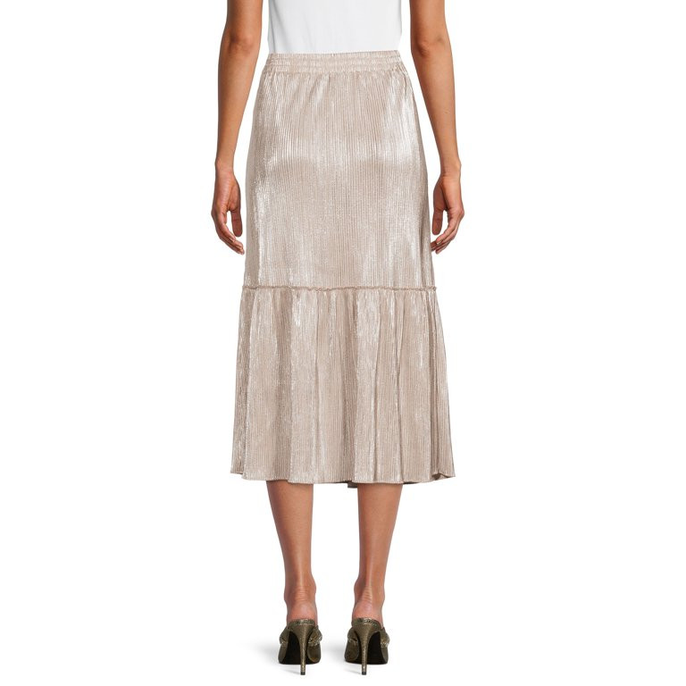 Time and Tru Plisse Midi Skirt | Walmart (US)