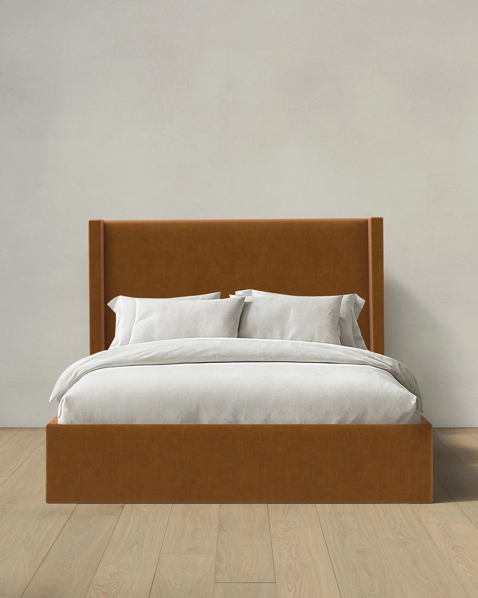 Quince | Performance Velvet Wingback Bed in Steel, Size Queen | Quince