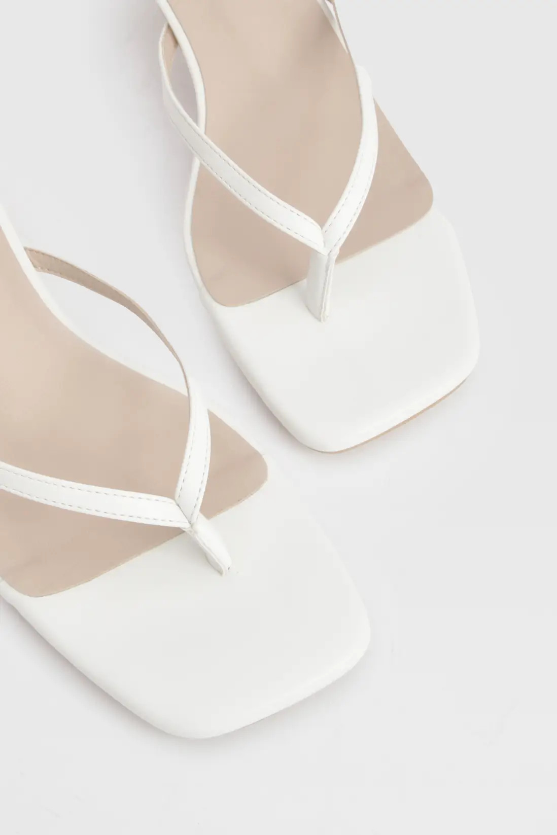 White Toe Post Kitten Heel Mules | Boohoo | Boohoo.com (UK & IE)