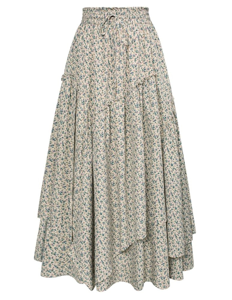 Scarlet Darkness Women Floral Print Boho Skirt Elastic High Waist Long Maxi Skirts with Pockets | Amazon (US)