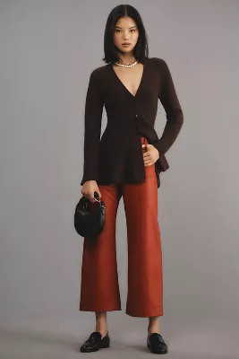 The Colette Cropped Wide-Leg Pants by Maeve: Faux-Leather Edition | Anthropologie (US)