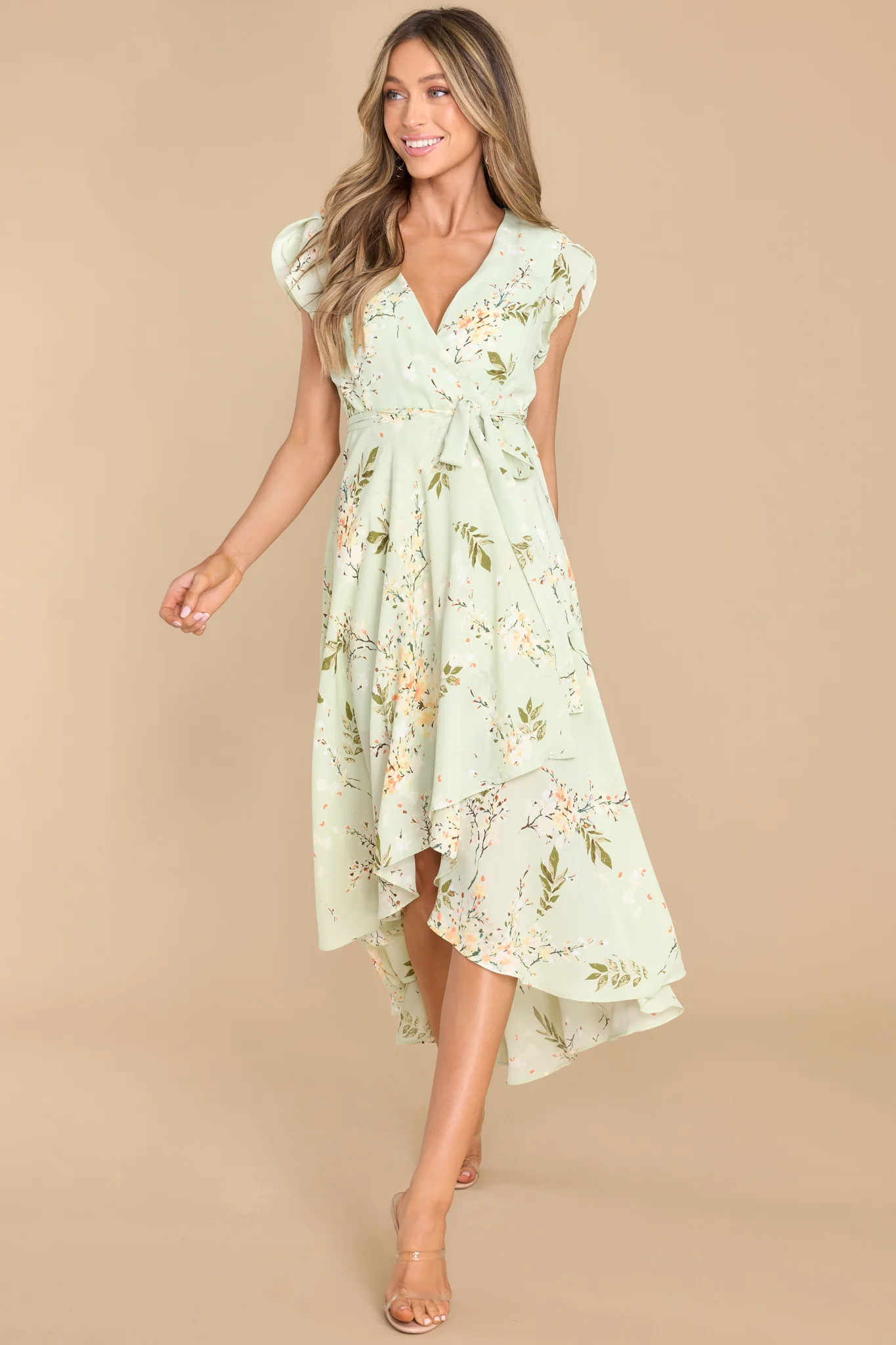 Marvelous Charm Green Floral Maxi Dress | Red Dress 