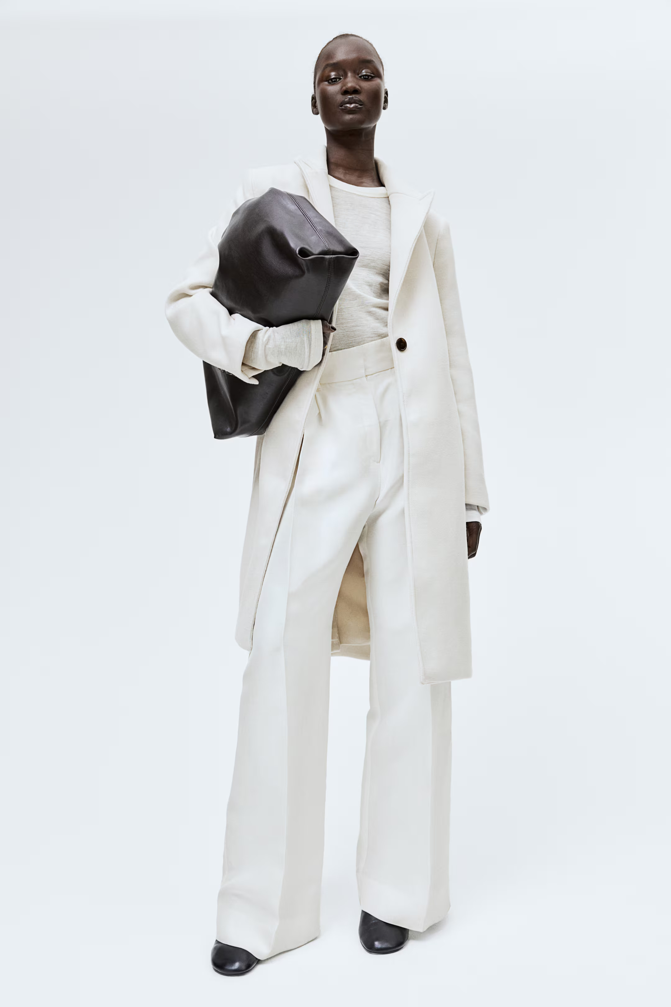 Coat with Shoulder Pads - Cream - Ladies | H&M US | H&M (US + CA)