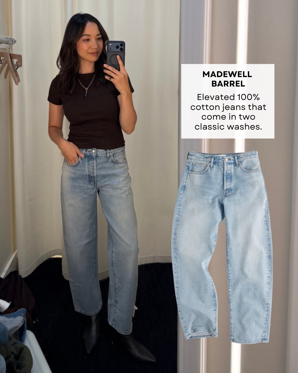 Madewell barrel jeans 

Tee — small
Barrel jeans — sized down to 24 regular, an elevated & chic fall pant 

Elevated style / early fall outfit / style over 30

#LTKootd #LTKSeasonal