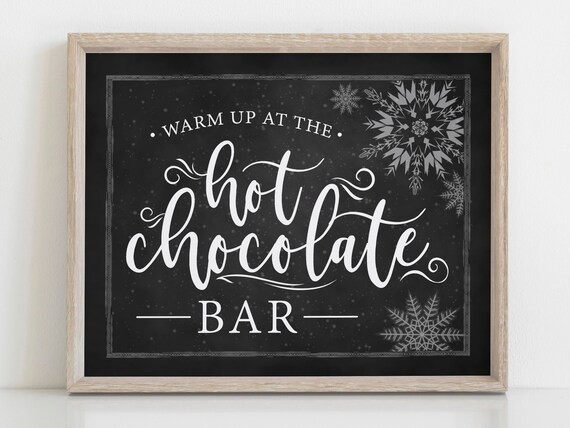 Hot Chocolate Bar Sign, Warm up at the hot chocolate bar, Winter Wedding, Chalkboard, Christmas P... | Etsy (US)