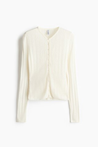 H & M - Cardigan in Pointellestrick - Weiß | H&M (DE, AT, CH, NL, FI)