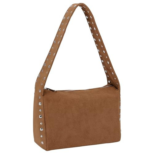 GETERUUV Suede Shoulder Bag Studded Purse for Women Small Suede Handbag Fall Purse 90s Y2k Hobo Bag Studded Shoulder Purse | Amazon (US)