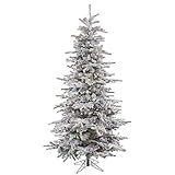 Vickerman 7.5' Flocked Sierra Fir Slim Artificial Christmas Tree, Multi-Colored LED Dura-Lit lights  | Amazon (US)