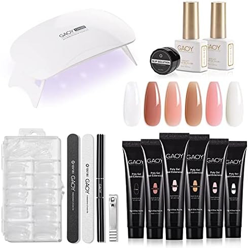 GAOY Poly Nail Extension Gel Kit of 6 Colors with Mini Nail Lamp Slip Solution Top Coat Base Coat... | Amazon (US)