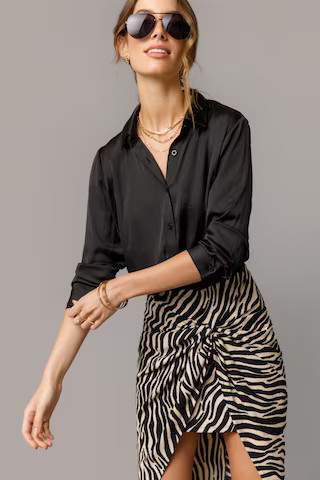 Darlene Satin Button Down Top | Francesca's