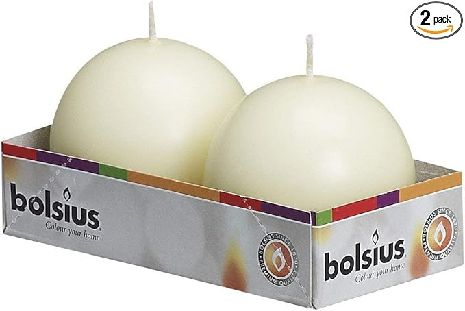 Bolsius Set of 2 Ivory Ball Candles - 2.75 inch Unscented Candle Set - Dripless Clean Burning Smo... | Amazon (US)