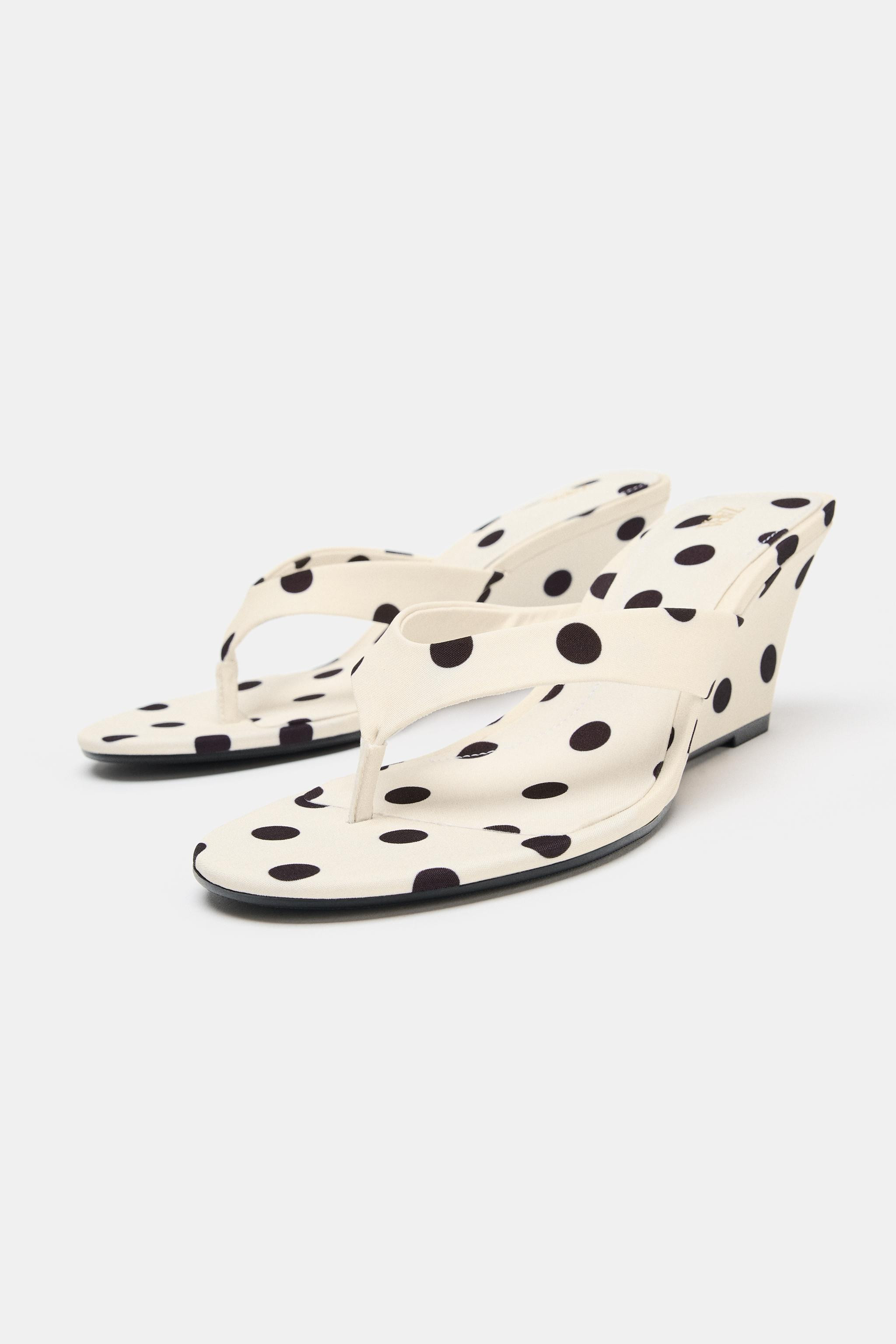 POLKA DOT WEDGE HEEL SANDALS | Zara US