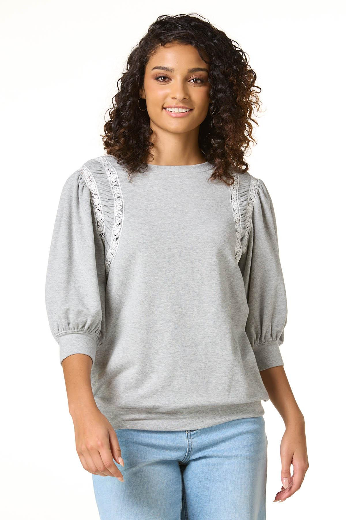 Lace Trim Sweatshirt | Cato Fashions