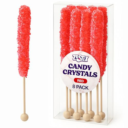 Red Rock Candy Sticks – Cherry Flavor – 8 Count – Individually Wrapped – Party Favor & Cake Topper – Birthday, Baby Shower, Candy Buffet Decoration | Amazon (US)