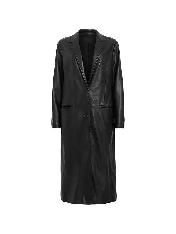 AllSaints Aire Long Line Leather Coat | Very (UK)