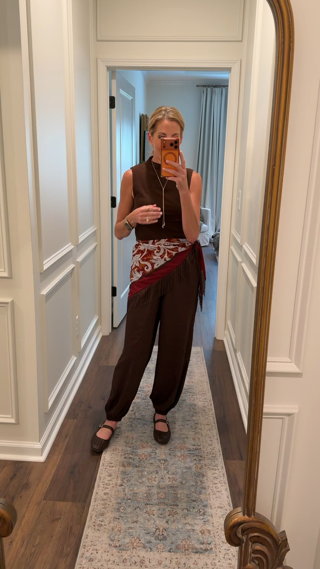 Today’s outfit of the day!! $20 pants Walmart, $15 scarf Walmart, and $10 tank @Target