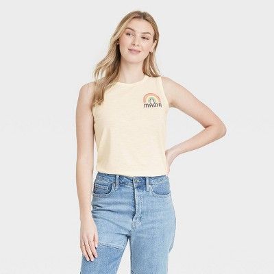 Women's Mother's Day Mama Rainbow Graphic Tank Top - Off-White | Target