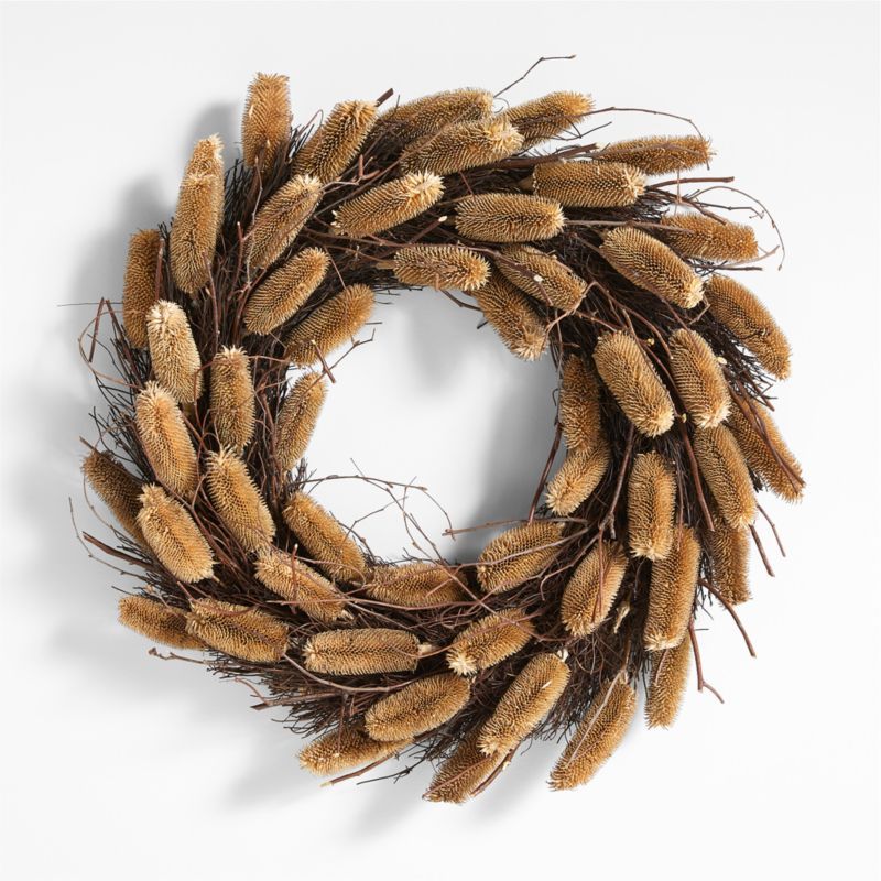 Dried Brown Thistle Wreath | Crate & Barrel | Crate & Barrel