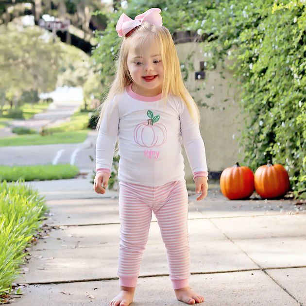 Delightful Pumpkin Pink Stripe Pajamas | Classic Whimsy