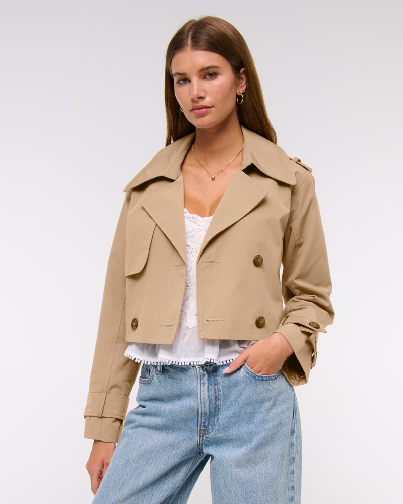 Women's Cropped Trench Coat | Women's Coats & Jackets | Abercrombie.com | Abercrombie & Fitch (US)