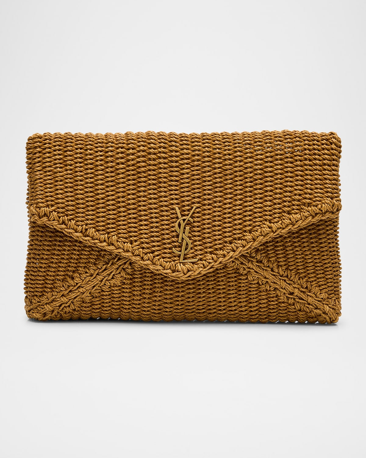 Large YSL Envelope Pouch Clutch Bag in Braided Rope | Neiman Marcus