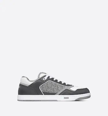 B27 Low-Top Sneaker Anthracite Gray and White Smooth Calfskin with Ruthenium-Colored Dior Oblique... | Dior Couture