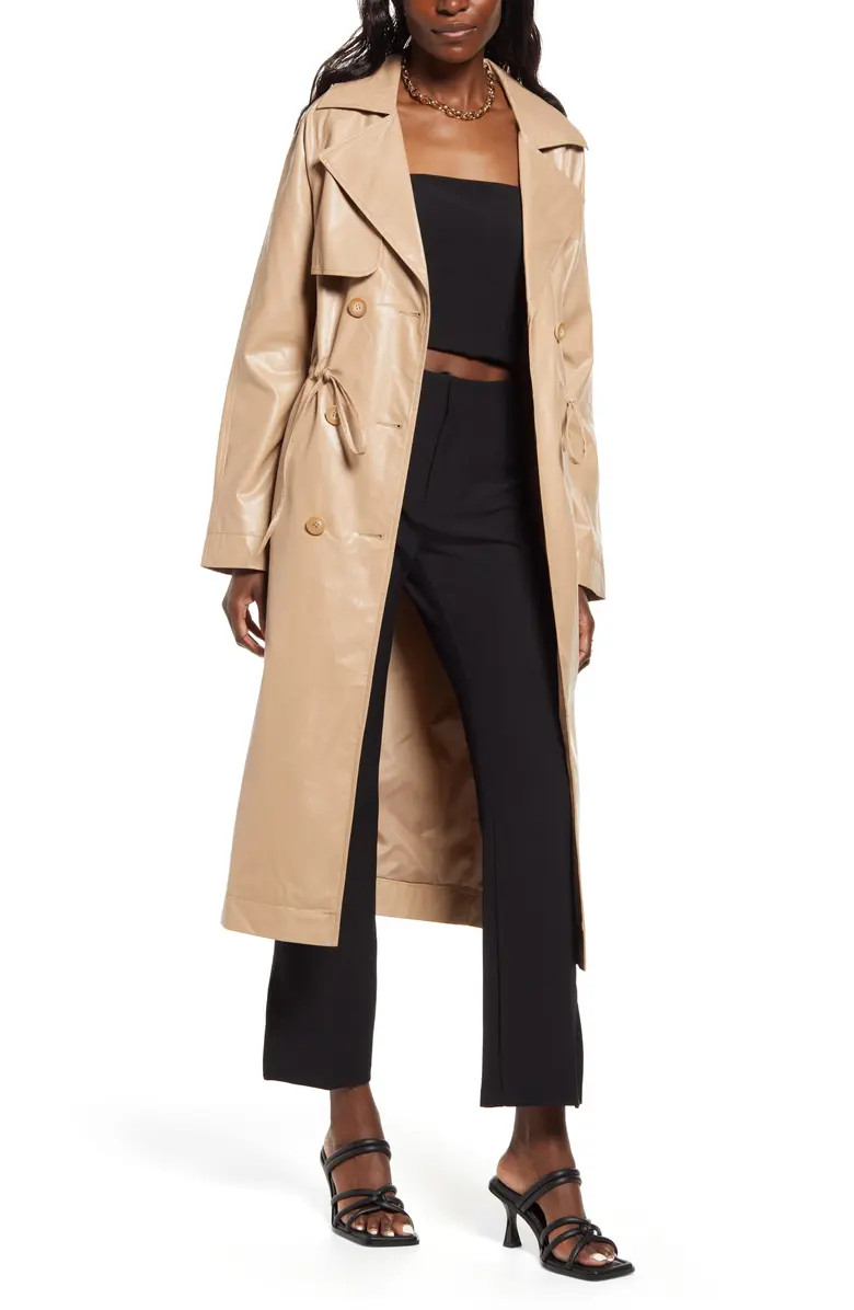 Faux Leather Trench CoatOPEN EDIT | Nordstrom