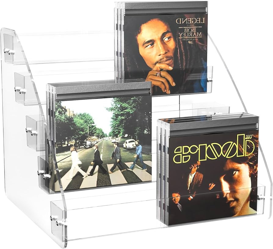 CD Holder 5 Tier Clear Acrylic CD Organizers, CD Display Rack Holds up to 30 Standard DVD Cases f... | Amazon (US)