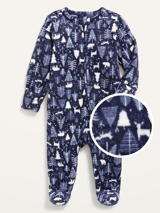 Unisex Matching Printed Microfleece Sleep &#x26; Play Footie One-Piece for Baby | Old Navy (US)