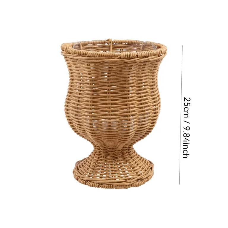 ApePal 9.8" Ginger Woven Urn-Style Planter,Decorative Wicker Flower Pot with Scalloped Rim and Tr... | Walmart (US)
