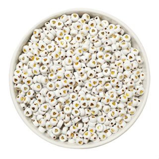 Miçanga Entremeio Coração Branco e Dourado 7mm | Shopee (BR)