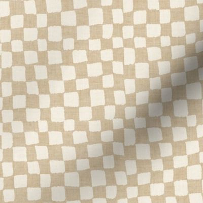 Lazy Check Checker Tan | Spoonflower
