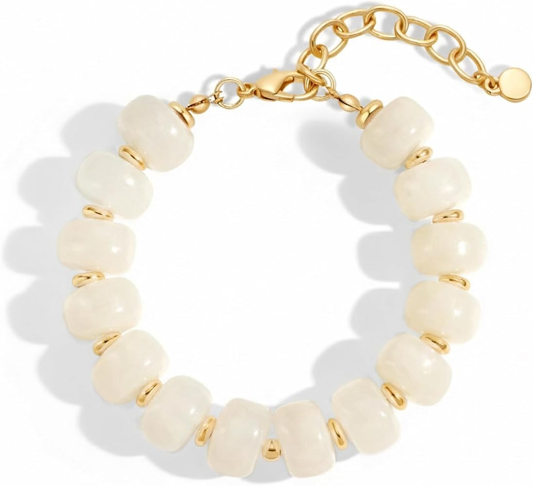 WOWORAMA Colorful Beaded Bracelets for Women Multicolor Acrylic Resin Beads Bracelet with Heart C... | Amazon (US)