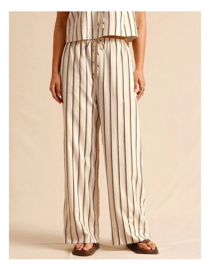 Lyocell Cotton Drawstring Relaxed Pants in Beige | Myer