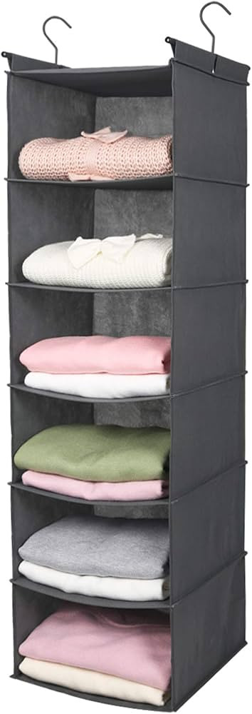 MAX Houser 6 Tier Shelf Hanging Closet Organizer, Closet Hanging Shelf with 2 Sturdy Hooks for St... | Amazon (US)