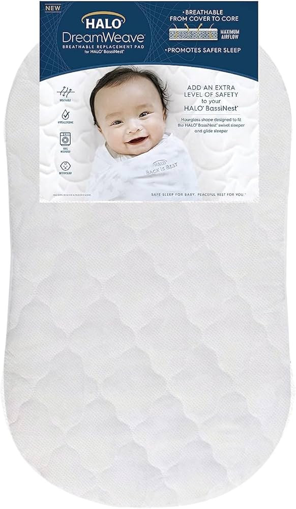 HALO DreamWeave Breathable Mesh BassiNest Mattress Replacement Pad – 100% Machine Washable Cove... | Amazon (US)