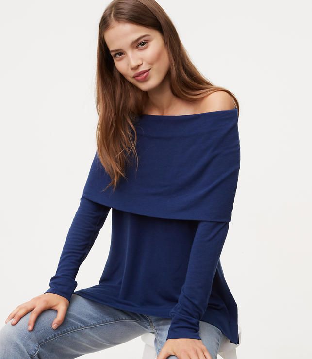 Foldover Off the Shoulder Tunic Top | LOFT