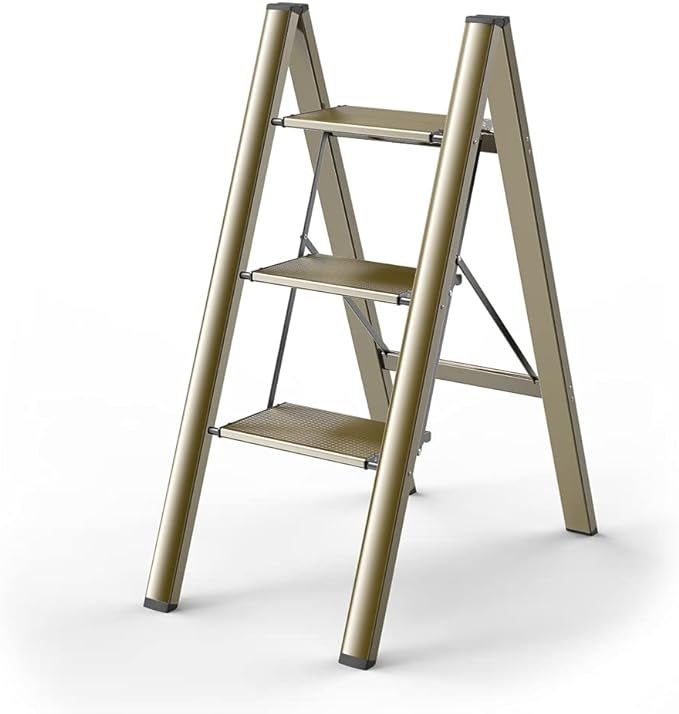 Comft 3 Step Ladder, Aluminum Sturdy Lightweight, Widened Pedal, Non-Slip Foot Pad, Multi-Functio... | Amazon (US)