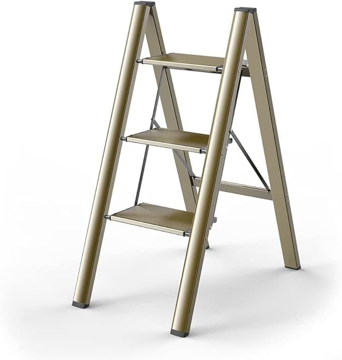 Comft 3 Step Ladder, Aluminum Sturdy Lightweight, Widened Pedal, Non-Slip Foot Pad, Multi-Functio... | Amazon (US)