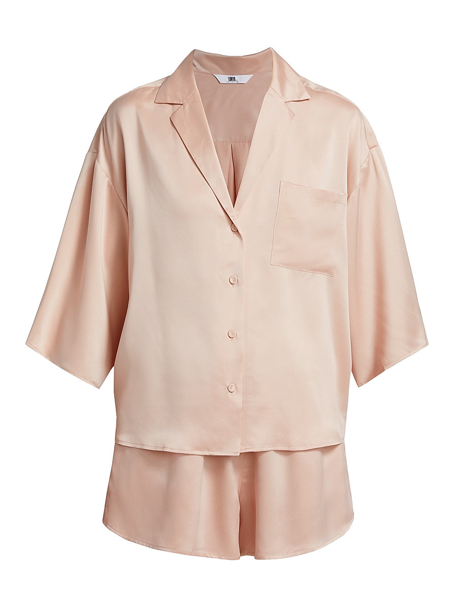 Women's Washable Silk Relaxed 2-Piece Top & Shorts Set - Delicate Pink - Size XS | Saks Fifth Avenue