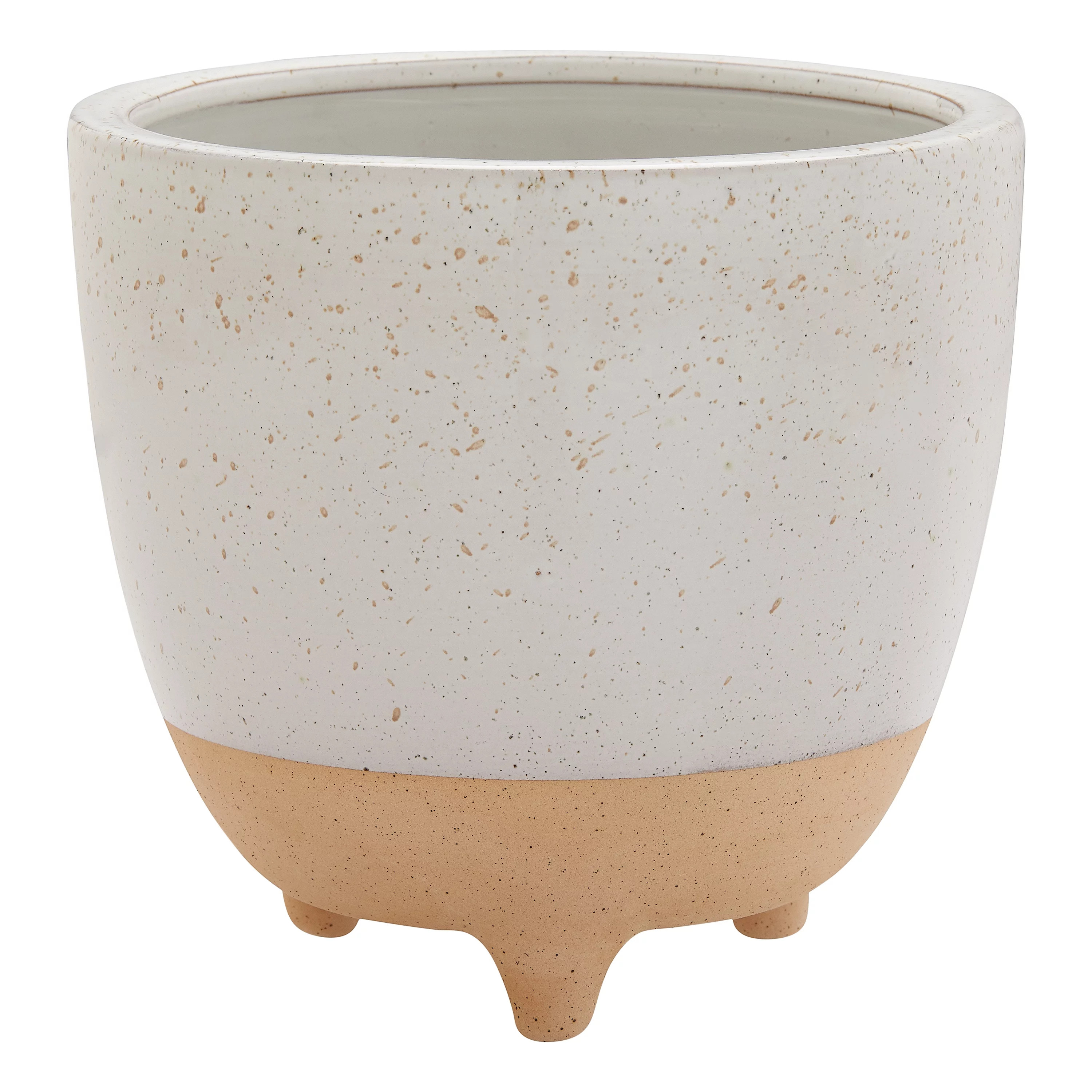 Better Homes & Gardens 10" x 10" x 9" Round White and Beige Ceramic Plant Planter - Walmart.com | Walmart (US)