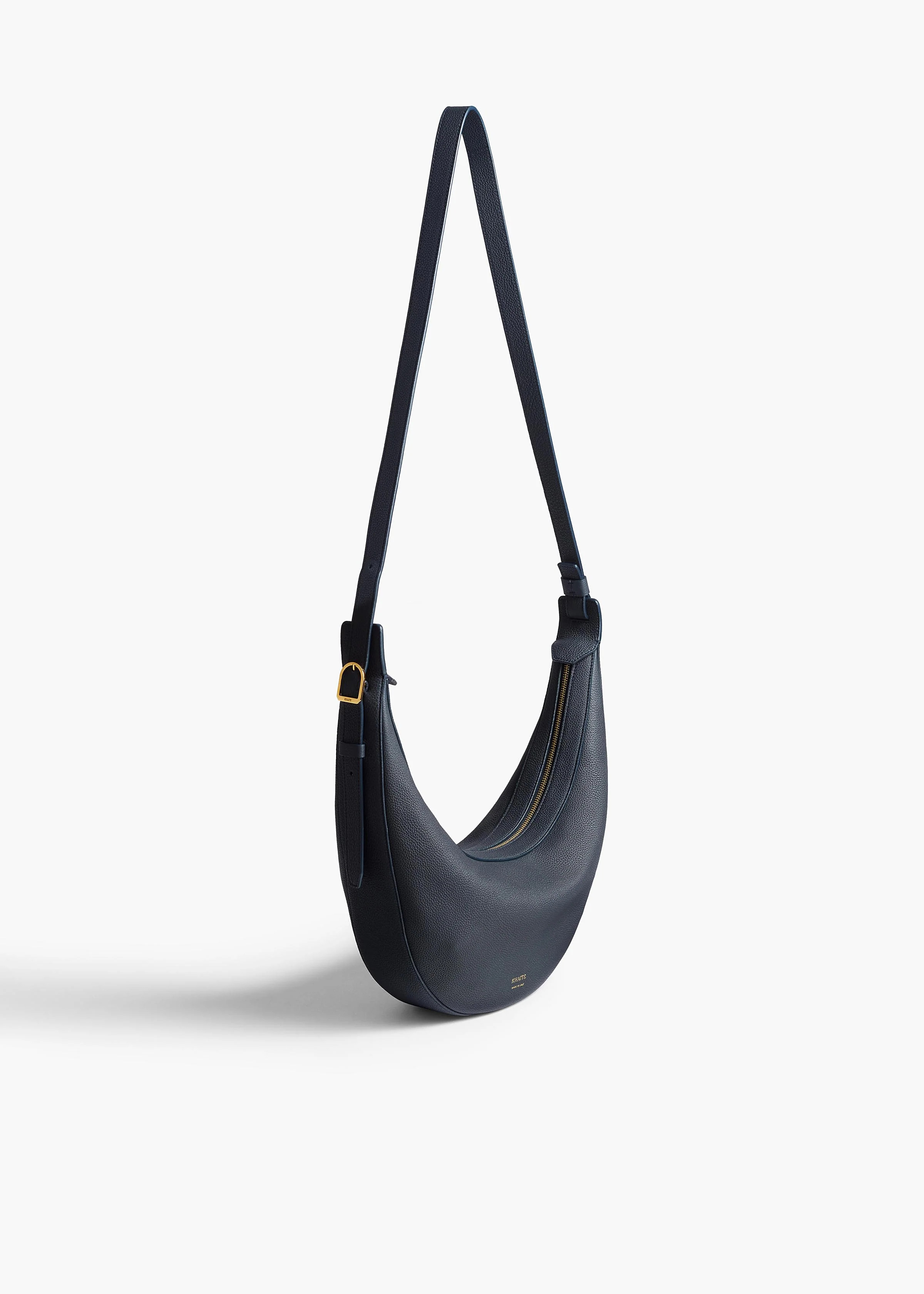 KHAITE - Small Augustina Crossbody Bag In Midnight Pebbled Leather | Khaite